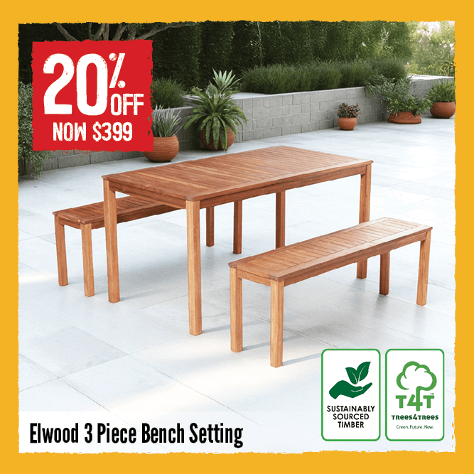 Now $399 20% Off Elwood 3 Piece Bench Setting | Shop Now
